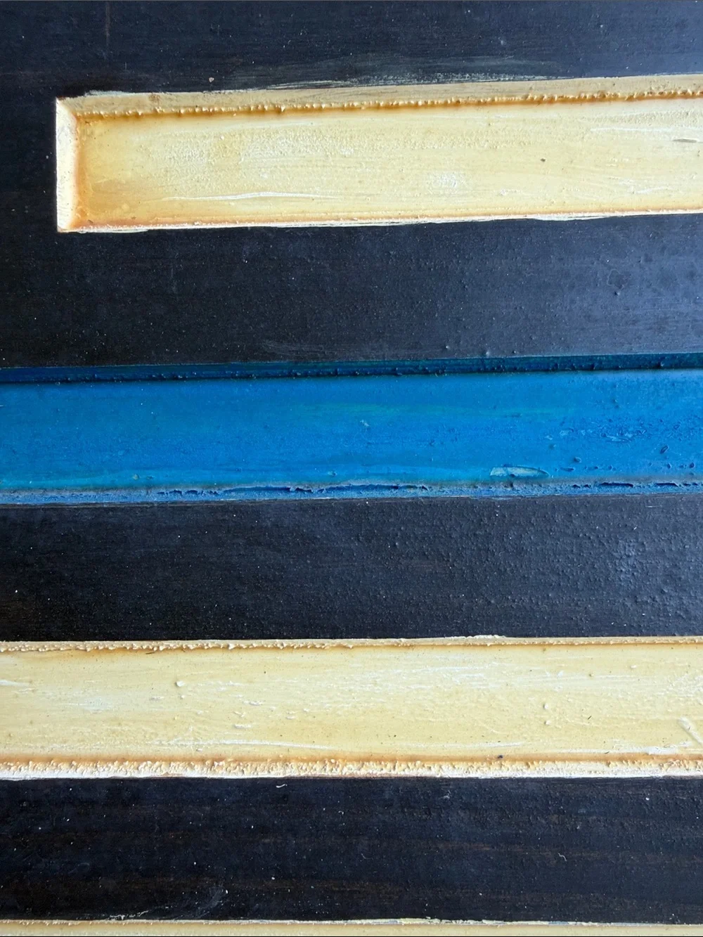 Handcrafted Thin Blue Line American Flag Wooden Wall Plaque — Black, Gold & Blue